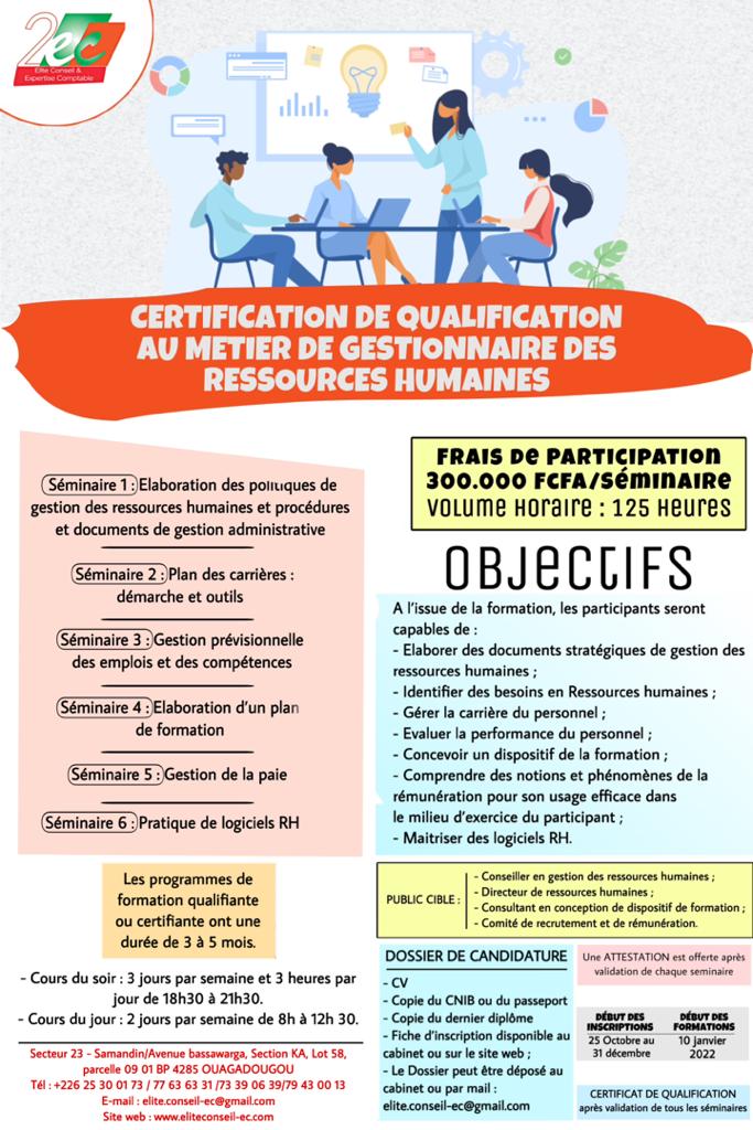 Formations 2EC - Gestionnaire Ressources Humaines
