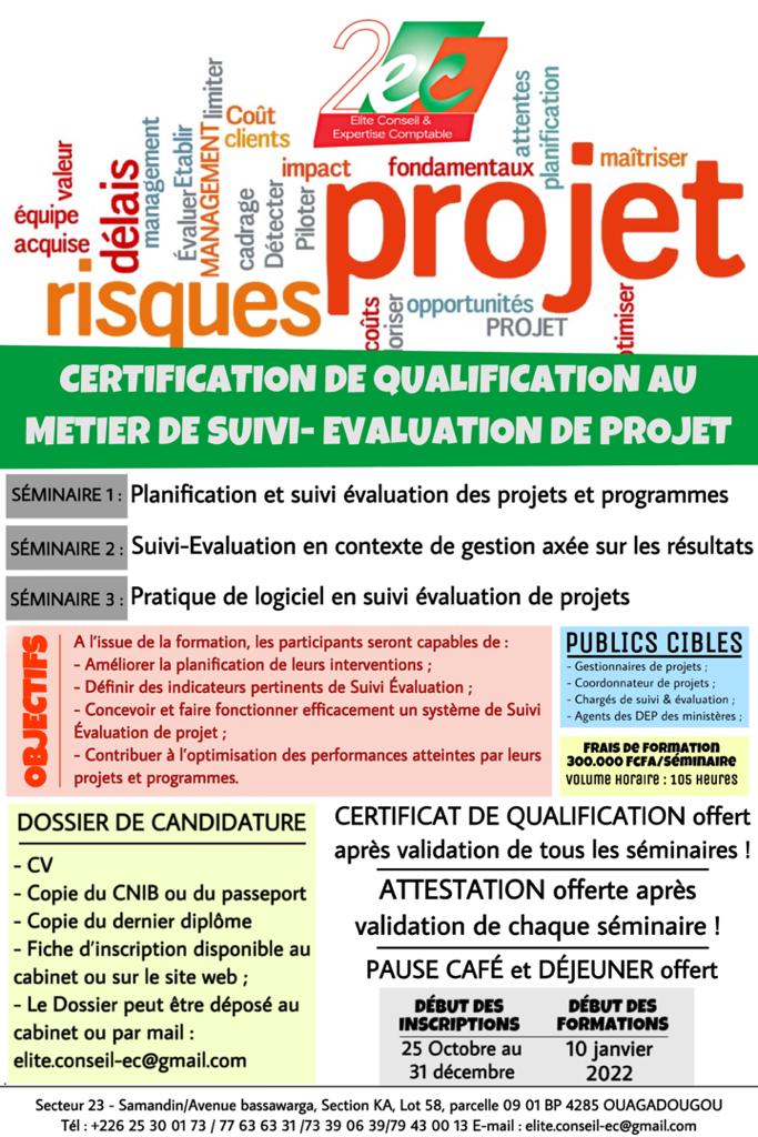 Formations 2EC - Suivi Evaluation Projet